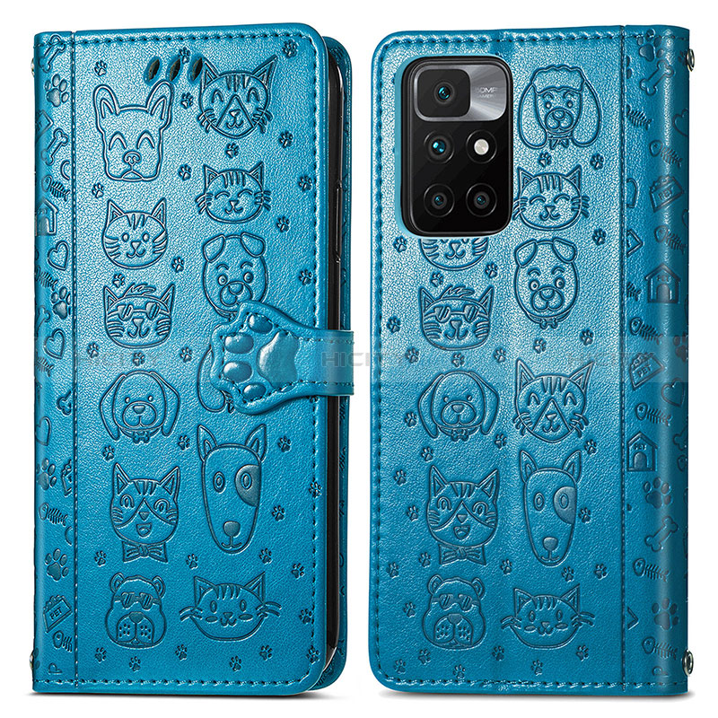 Coque Portefeuille Motif Fantaisie Livre Cuir Etui Clapet S03D pour Xiaomi Redmi Note 11 4G (2021) Bleu Plus