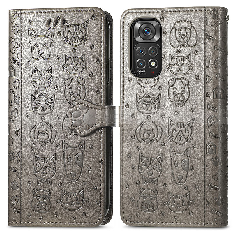 Coque Portefeuille Motif Fantaisie Livre Cuir Etui Clapet S03D pour Xiaomi Redmi Note 11 4G (2022) Gris Plus