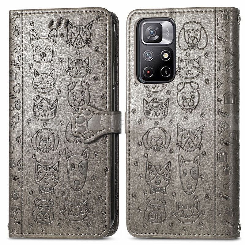 Coque Portefeuille Motif Fantaisie Livre Cuir Etui Clapet S03D pour Xiaomi Redmi Note 11 5G Gris Plus