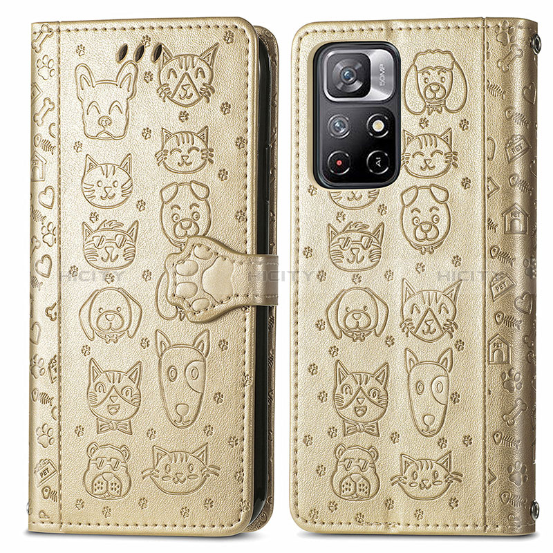 Coque Portefeuille Motif Fantaisie Livre Cuir Etui Clapet S03D pour Xiaomi Redmi Note 11 5G Or Plus