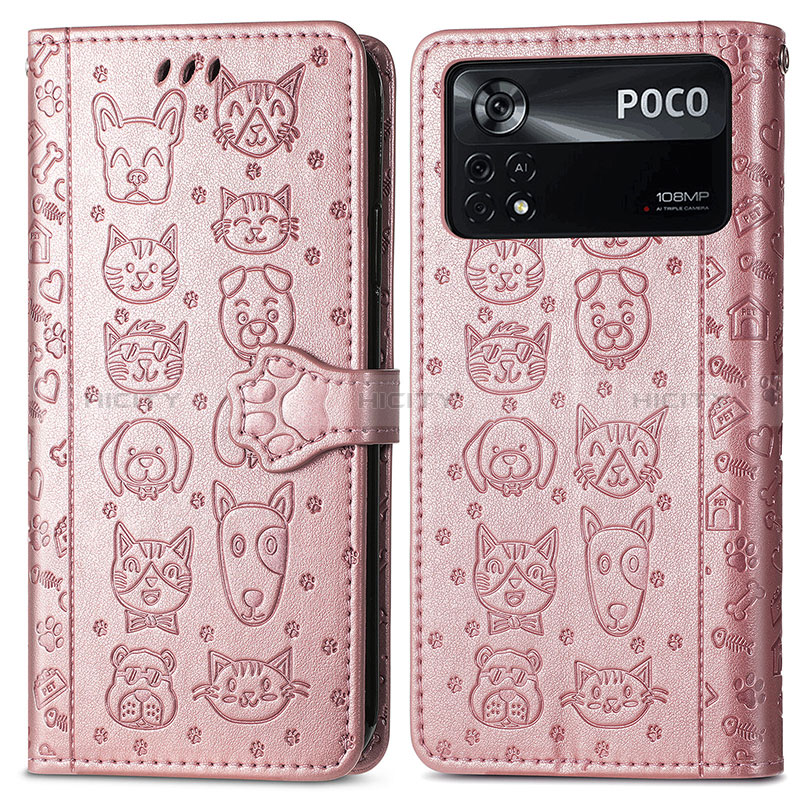 Coque Portefeuille Motif Fantaisie Livre Cuir Etui Clapet S03D pour Xiaomi Redmi Note 11E Pro 5G Or Rose Plus