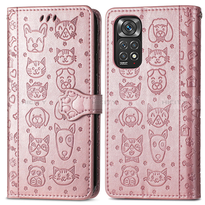 Coque Portefeuille Motif Fantaisie Livre Cuir Etui Clapet S03D pour Xiaomi Redmi Note 11S 4G Or Rose Plus