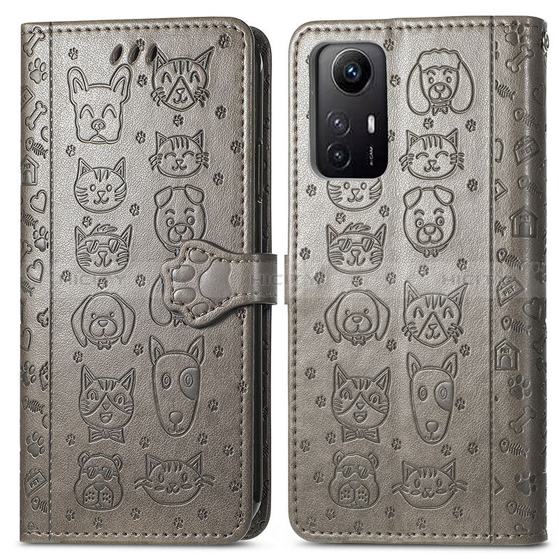 Coque Portefeuille Motif Fantaisie Livre Cuir Etui Clapet S03D pour Xiaomi Redmi Note 12S Gris Plus