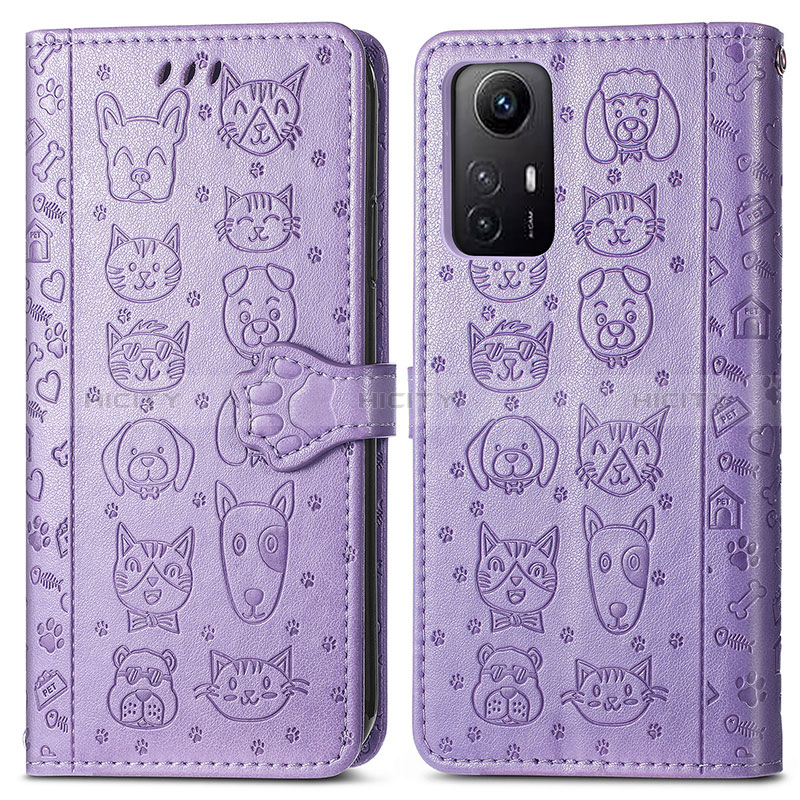 Coque Portefeuille Motif Fantaisie Livre Cuir Etui Clapet S03D pour Xiaomi Redmi Note 12S Violet Plus