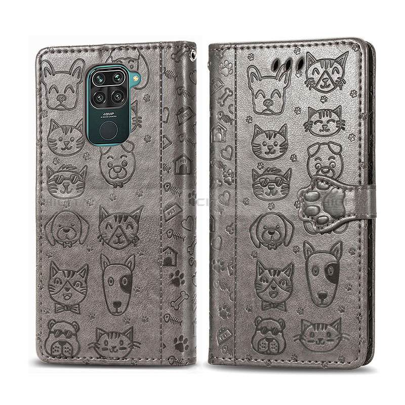 Coque Portefeuille Motif Fantaisie Livre Cuir Etui Clapet S03D pour Xiaomi Redmi Note 9 Gris Plus