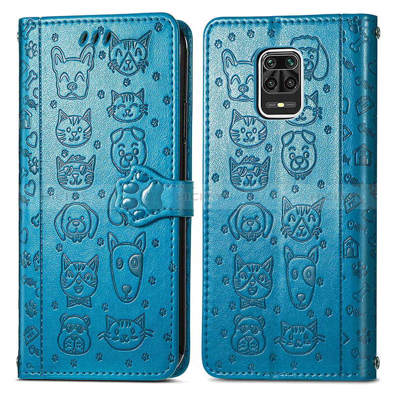 Coque Portefeuille Motif Fantaisie Livre Cuir Etui Clapet S03D pour Xiaomi Redmi Note 9 Pro Max Bleu Plus