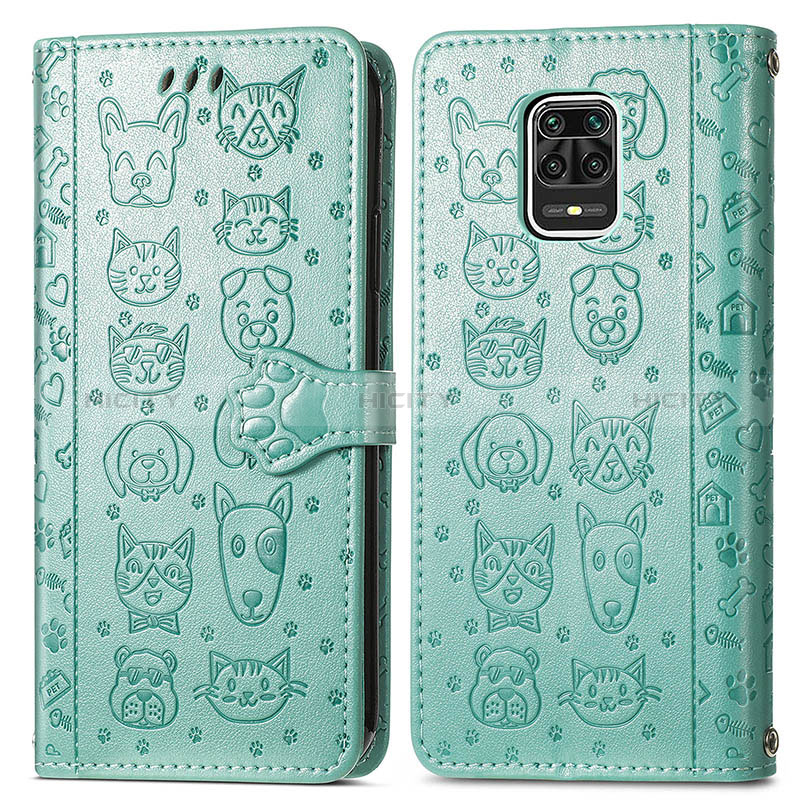 Coque Portefeuille Motif Fantaisie Livre Cuir Etui Clapet S03D pour Xiaomi Redmi Note 9 Pro Max Vert Plus