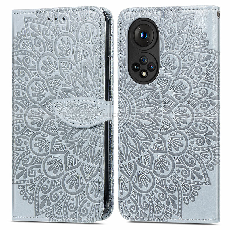 Coque Portefeuille Motif Fantaisie Livre Cuir Etui Clapet S04D pour Huawei Honor 50 5G Gris Plus