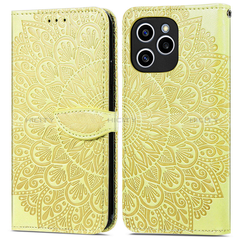 Coque Portefeuille Motif Fantaisie Livre Cuir Etui Clapet S04D pour Huawei Honor 60 SE 5G Jaune Plus