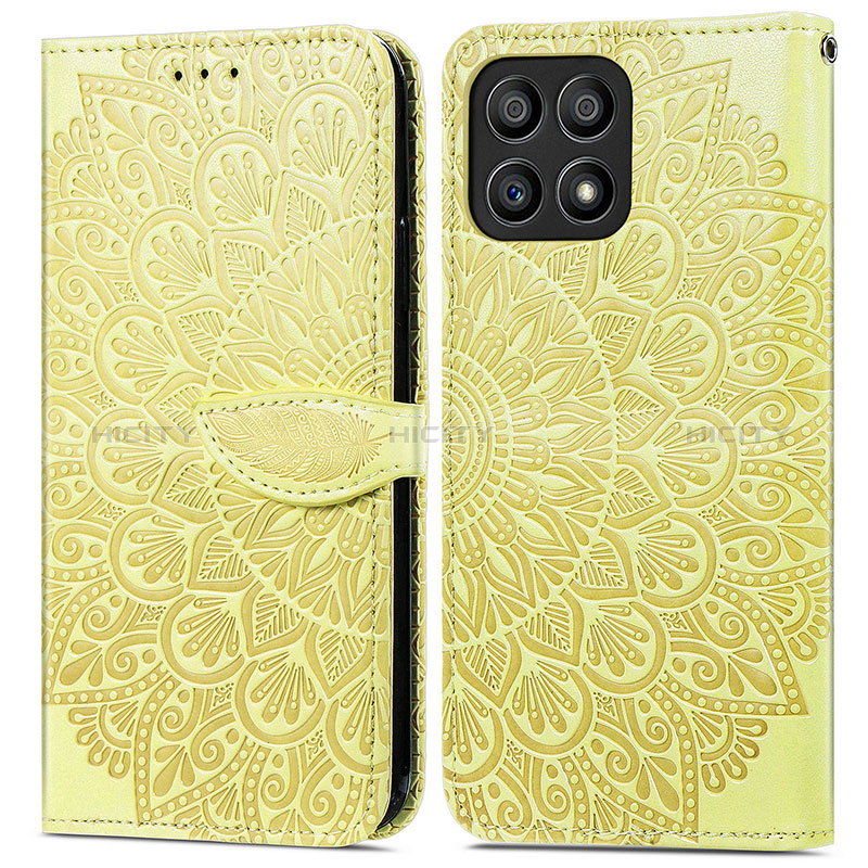 Coque Portefeuille Motif Fantaisie Livre Cuir Etui Clapet S04D pour Huawei Honor X30i Jaune Plus