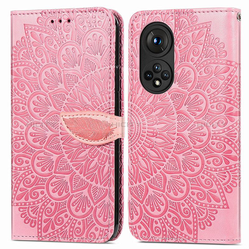 Coque Portefeuille Motif Fantaisie Livre Cuir Etui Clapet S04D pour Huawei Nova 9 Pro Or Rose Plus