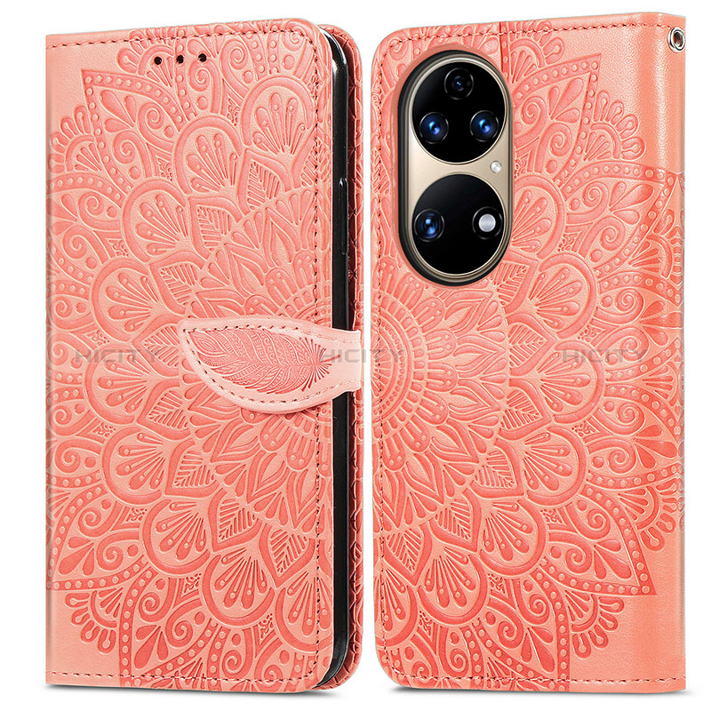 Coque Portefeuille Motif Fantaisie Livre Cuir Etui Clapet S04D pour Huawei P50e Orange Plus