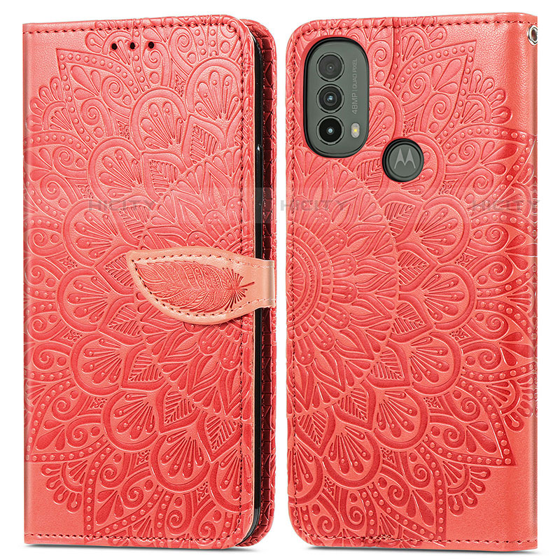 Coque Portefeuille Motif Fantaisie Livre Cuir Etui Clapet S04D pour Motorola Moto E30 Rouge Plus