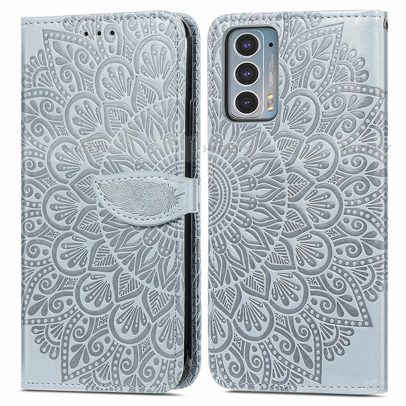 Coque Portefeuille Motif Fantaisie Livre Cuir Etui Clapet S04D pour Motorola Moto Edge 20 5G Gris Plus