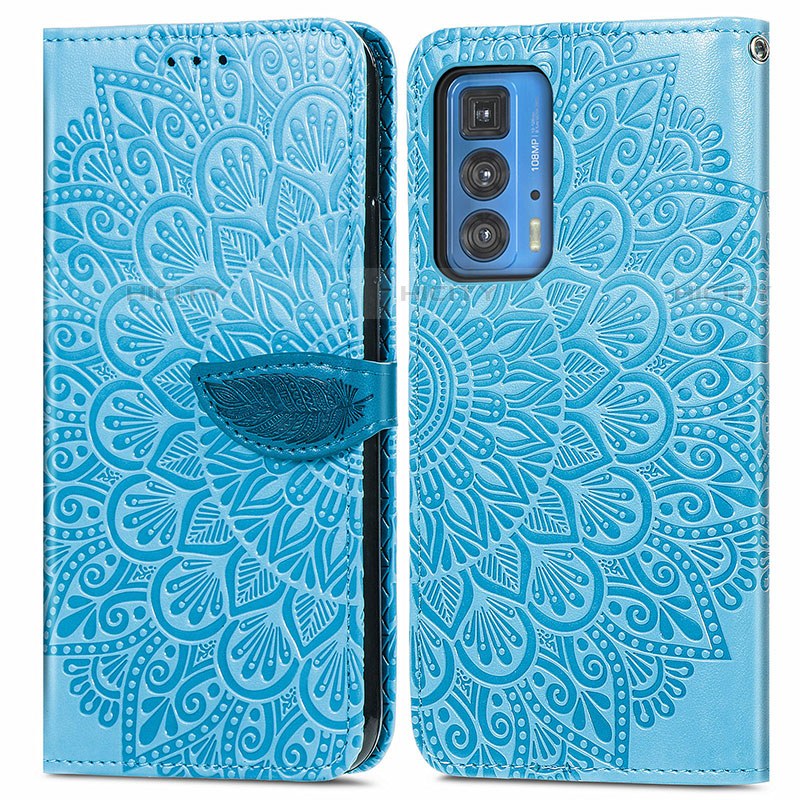 Coque Portefeuille Motif Fantaisie Livre Cuir Etui Clapet S04D pour Motorola Moto Edge 20 Pro 5G Bleu Plus