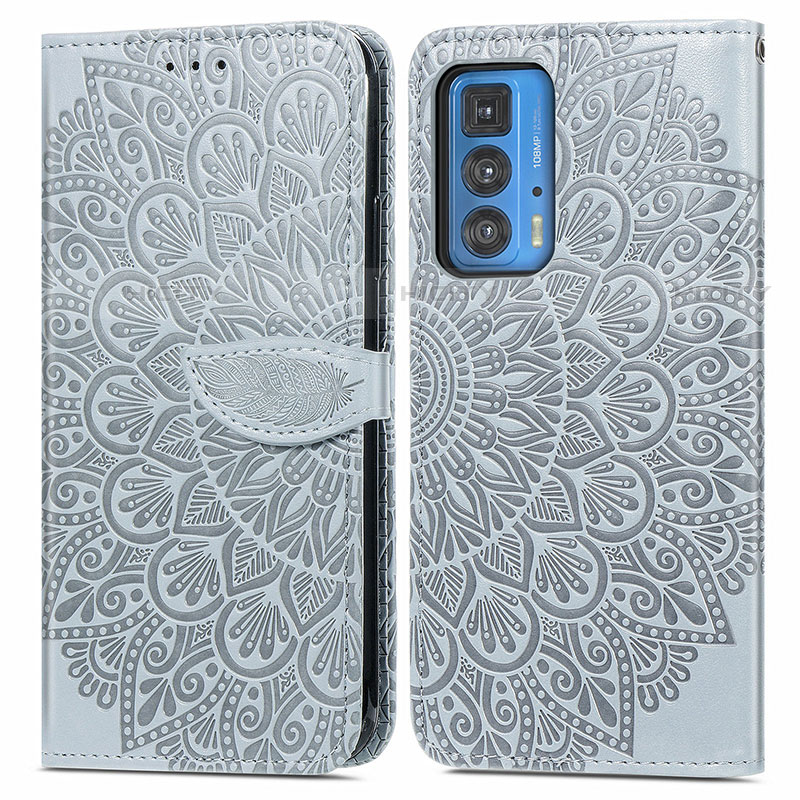 Coque Portefeuille Motif Fantaisie Livre Cuir Etui Clapet S04D pour Motorola Moto Edge 20 Pro 5G Gris Plus