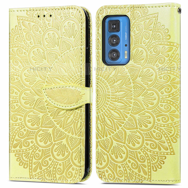 Coque Portefeuille Motif Fantaisie Livre Cuir Etui Clapet S04D pour Motorola Moto Edge 20 Pro 5G Jaune Plus