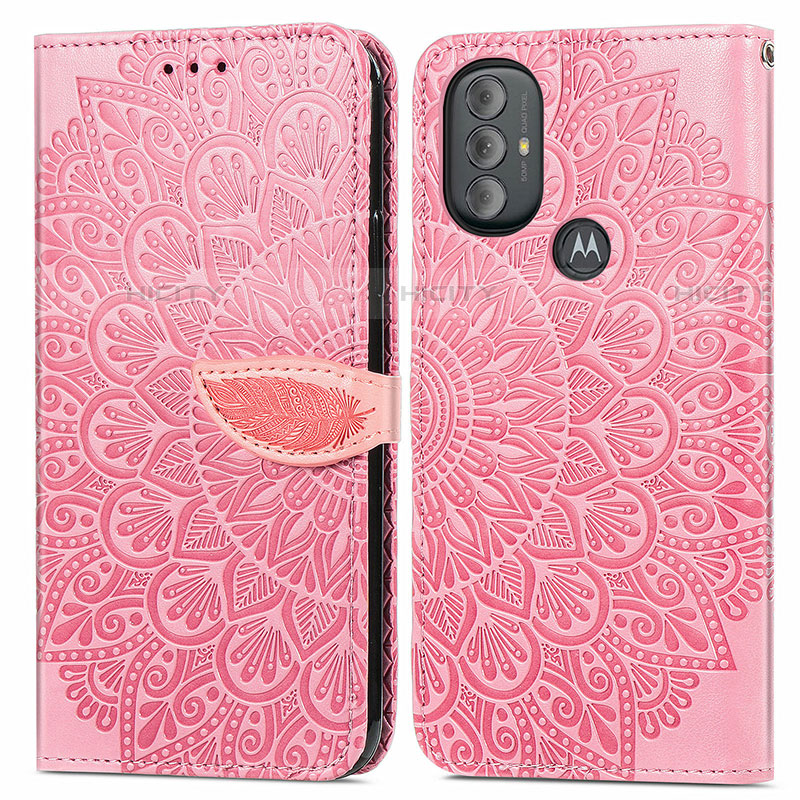 Coque Portefeuille Motif Fantaisie Livre Cuir Etui Clapet S04D pour Motorola Moto G Power (2022) Or Rose Plus