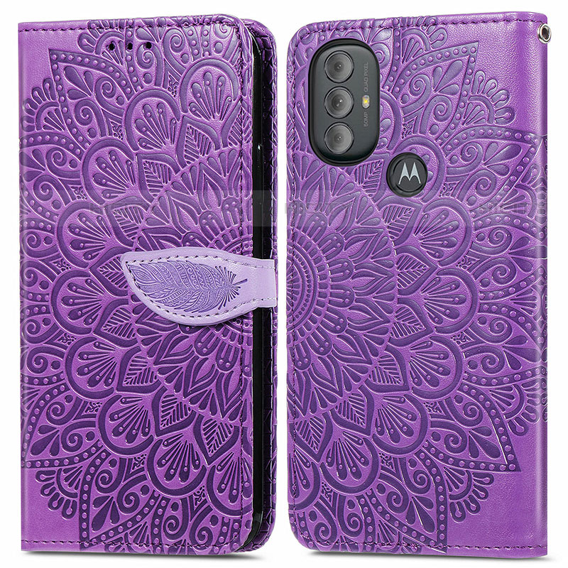 Coque Portefeuille Motif Fantaisie Livre Cuir Etui Clapet S04D pour Motorola Moto G Power (2022) Violet Plus