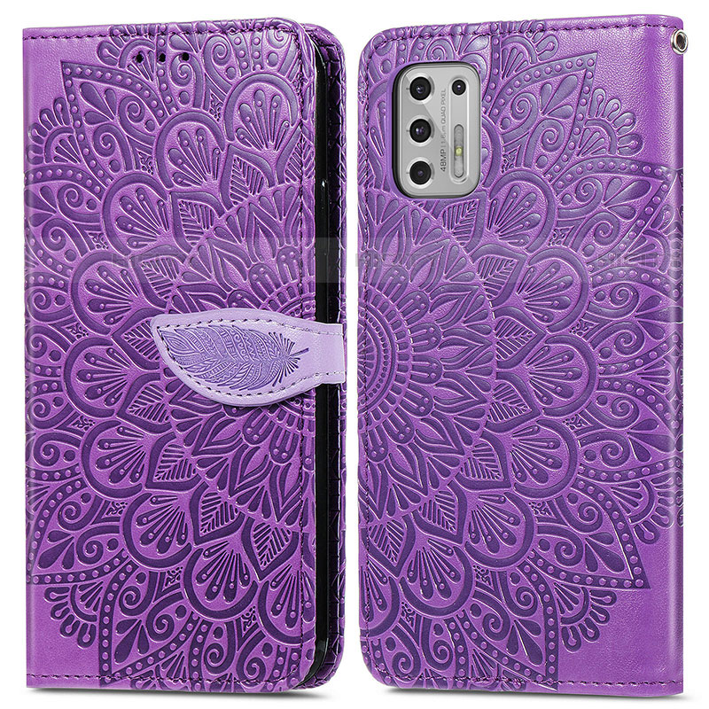 Coque Portefeuille Motif Fantaisie Livre Cuir Etui Clapet S04D pour Motorola Moto G Stylus (2021) Violet Plus