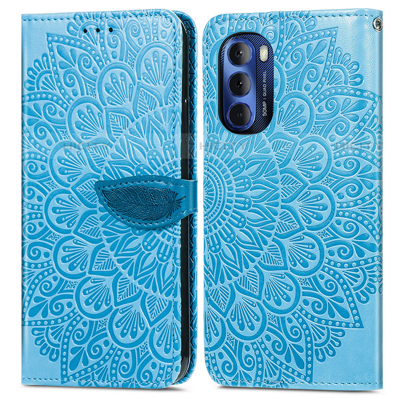 Coque Portefeuille Motif Fantaisie Livre Cuir Etui Clapet S04D pour Motorola Moto G Stylus (2022) 5G Bleu Plus