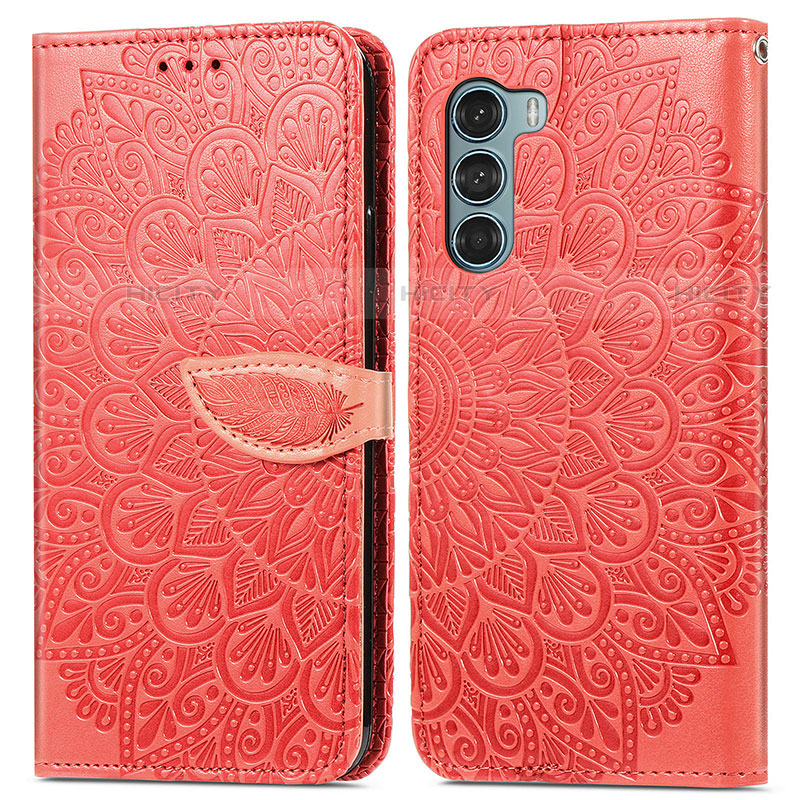 Coque Portefeuille Motif Fantaisie Livre Cuir Etui Clapet S04D pour Motorola Moto G200 5G Rouge Plus