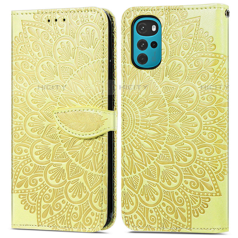 Coque Portefeuille Motif Fantaisie Livre Cuir Etui Clapet S04D pour Motorola Moto G22 Jaune Plus