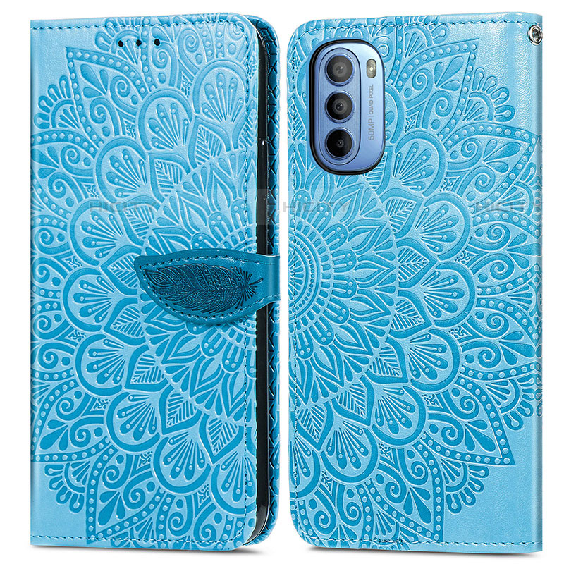 Coque Portefeuille Motif Fantaisie Livre Cuir Etui Clapet S04D pour Motorola Moto G31 Bleu Plus