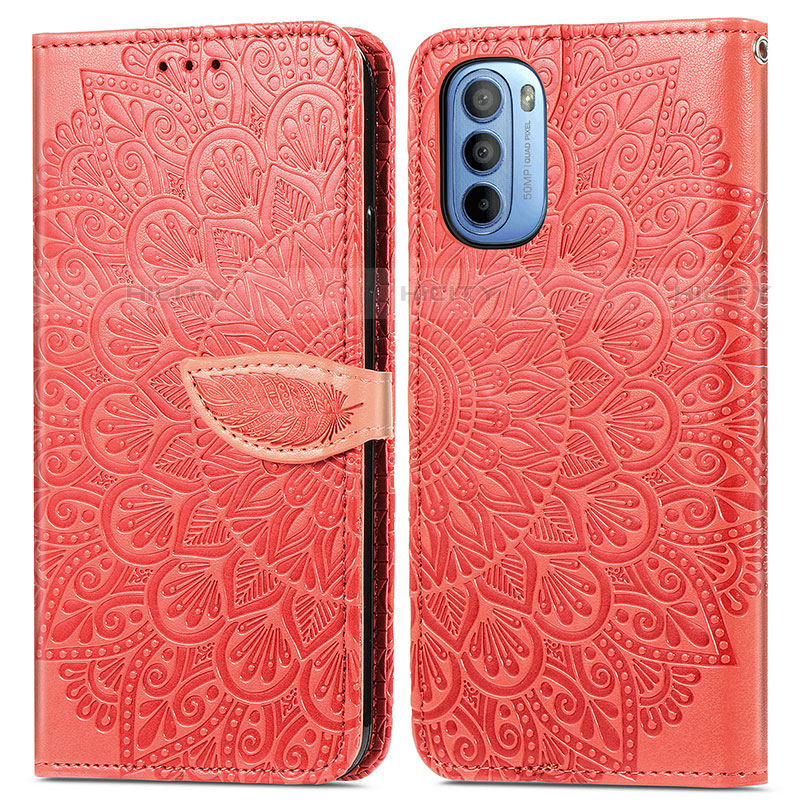 Coque Portefeuille Motif Fantaisie Livre Cuir Etui Clapet S04D pour Motorola Moto G31 Rouge Plus