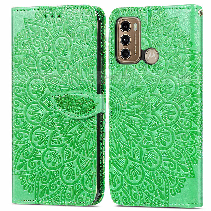 Coque Portefeuille Motif Fantaisie Livre Cuir Etui Clapet S04D pour Motorola Moto G40 Fusion Vert Plus