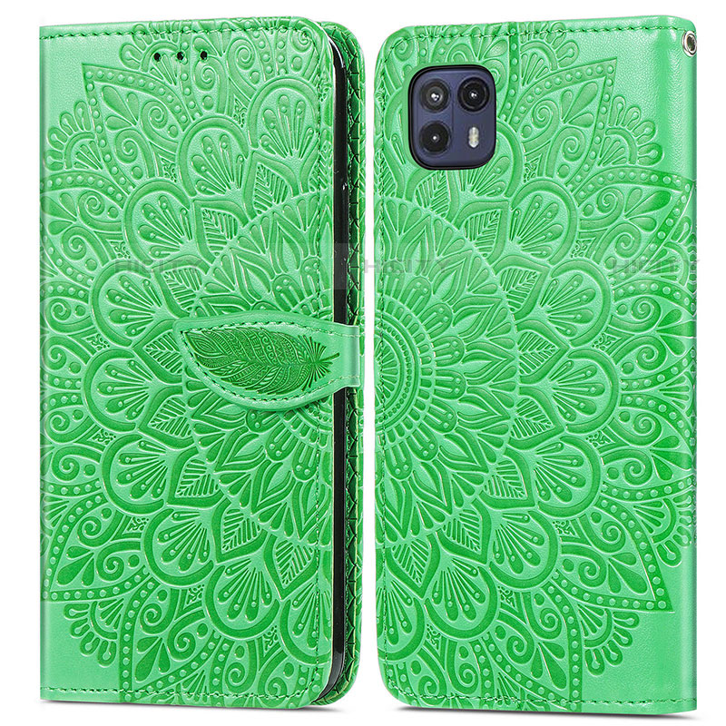 Coque Portefeuille Motif Fantaisie Livre Cuir Etui Clapet S04D pour Motorola Moto G50 5G Vert Plus