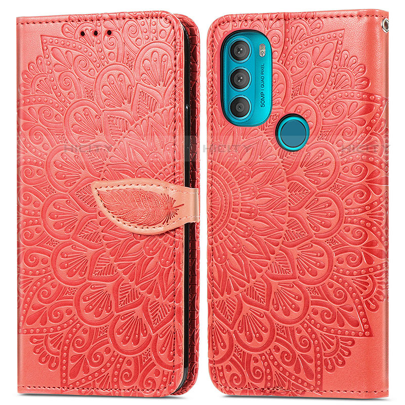 Coque Portefeuille Motif Fantaisie Livre Cuir Etui Clapet S04D pour Motorola Moto G71 5G Rouge Plus