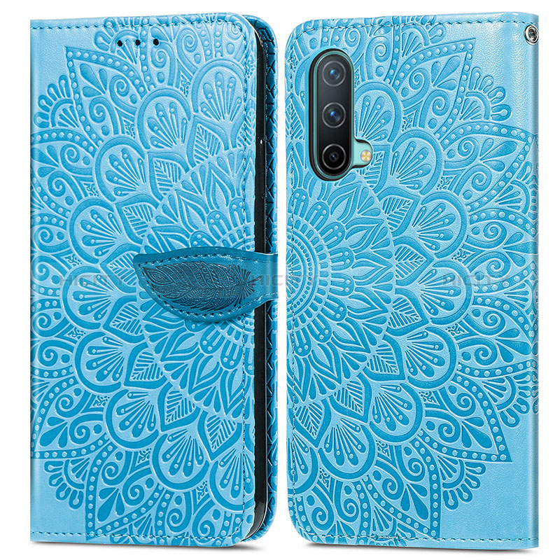 Coque Portefeuille Motif Fantaisie Livre Cuir Etui Clapet S04D pour OnePlus Nord CE 5G Bleu Plus