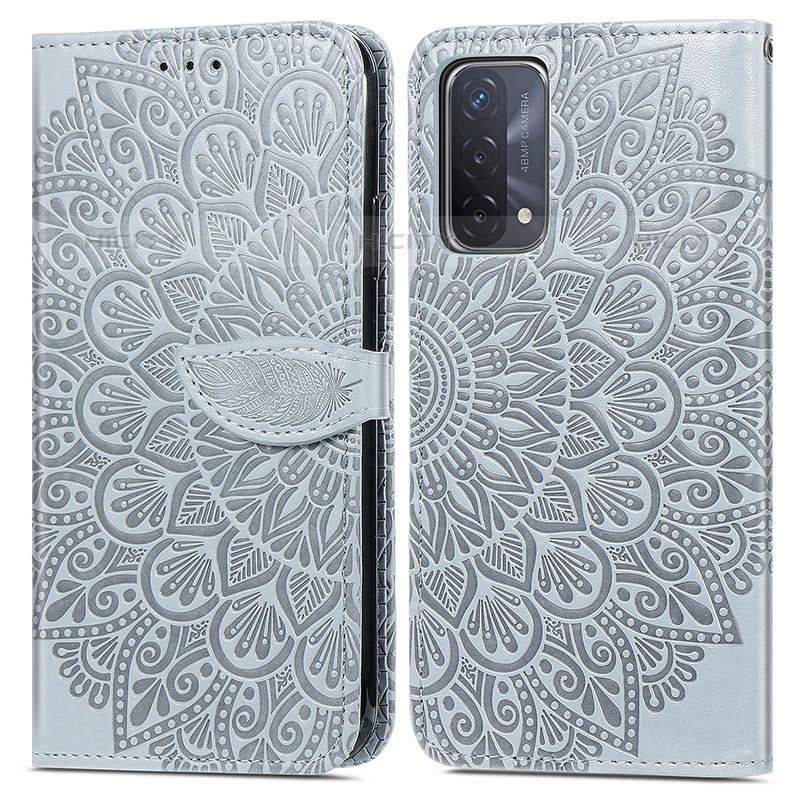 Coque Portefeuille Motif Fantaisie Livre Cuir Etui Clapet S04D pour OnePlus Nord N200 5G Gris Plus