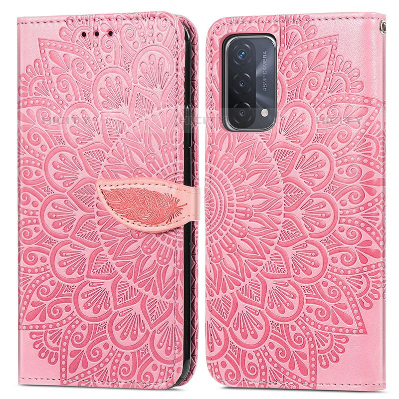 Coque Portefeuille Motif Fantaisie Livre Cuir Etui Clapet S04D pour OnePlus Nord N200 5G Or Rose Plus