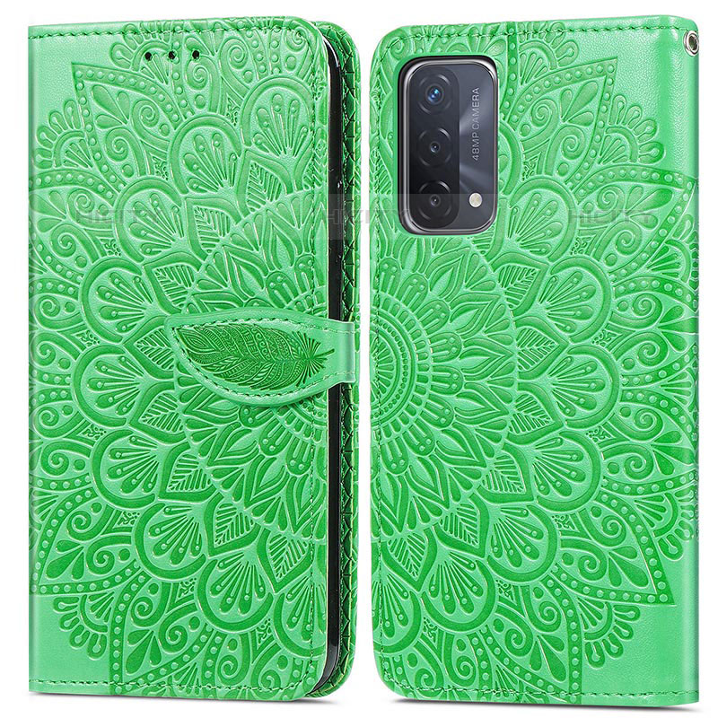 Coque Portefeuille Motif Fantaisie Livre Cuir Etui Clapet S04D pour OnePlus Nord N200 5G Vert Plus