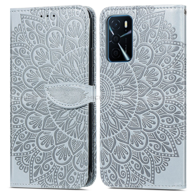 Coque Portefeuille Motif Fantaisie Livre Cuir Etui Clapet S04D pour Oppo A16 Gris Plus