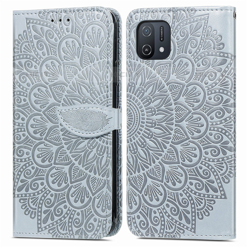 Coque Portefeuille Motif Fantaisie Livre Cuir Etui Clapet S04D pour Oppo A16e Gris Plus