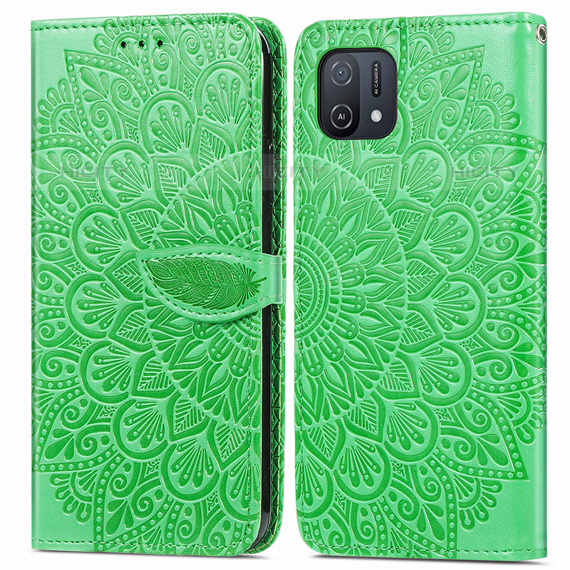 Coque Portefeuille Motif Fantaisie Livre Cuir Etui Clapet S04D pour Oppo A16K Vert Plus