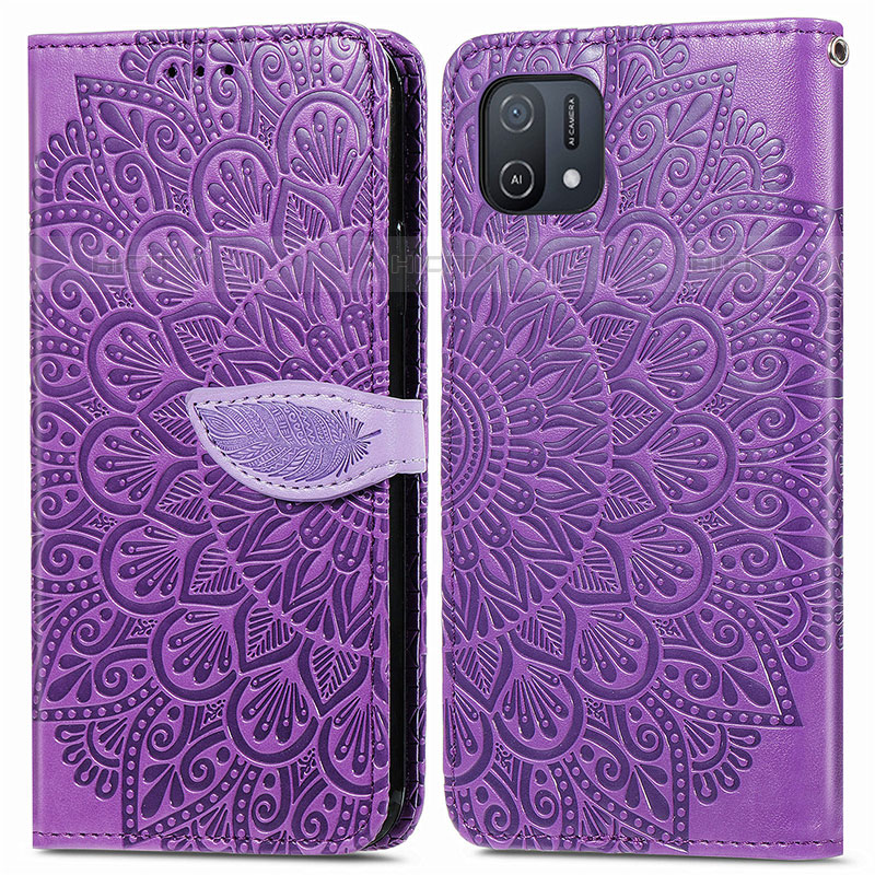 Coque Portefeuille Motif Fantaisie Livre Cuir Etui Clapet S04D pour Oppo A16K Violet Plus