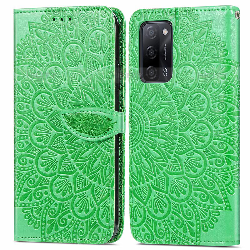 Coque Portefeuille Motif Fantaisie Livre Cuir Etui Clapet S04D pour Oppo A53s 5G Vert Plus