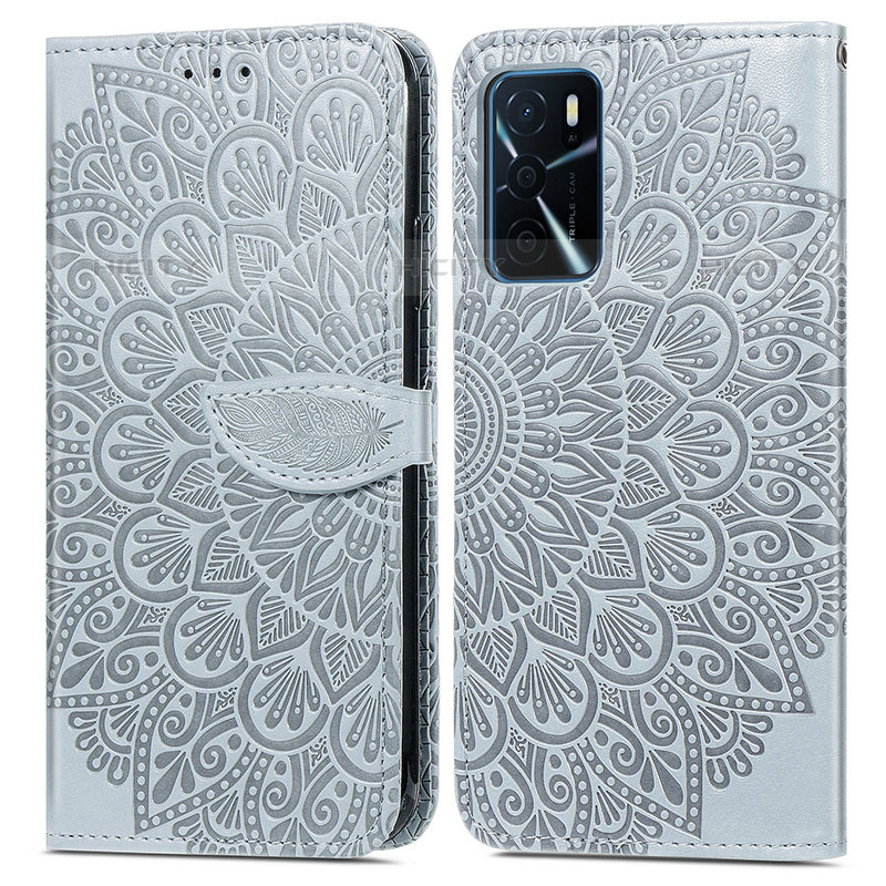 Coque Portefeuille Motif Fantaisie Livre Cuir Etui Clapet S04D pour Oppo A54s Gris Plus