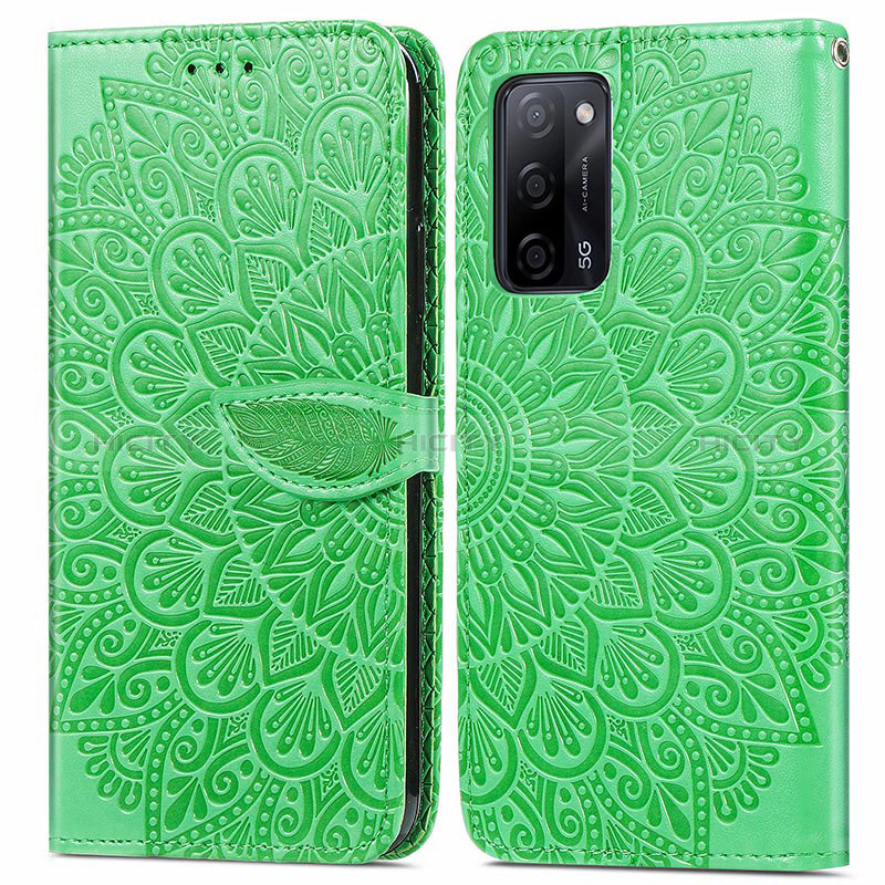 Coque Portefeuille Motif Fantaisie Livre Cuir Etui Clapet S04D pour Oppo A56 5G Vert Plus