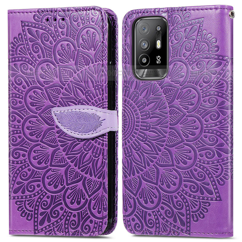 Coque Portefeuille Motif Fantaisie Livre Cuir Etui Clapet S04D pour Oppo A95 5G Violet Plus