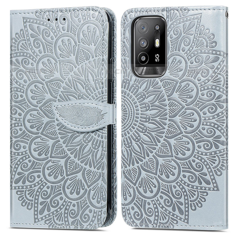 Coque Portefeuille Motif Fantaisie Livre Cuir Etui Clapet S04D pour Oppo Reno5 Z 5G Gris Plus