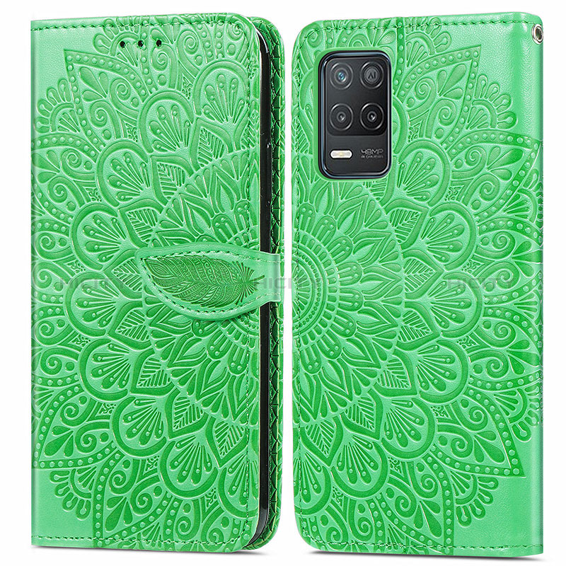 Coque Portefeuille Motif Fantaisie Livre Cuir Etui Clapet S04D pour Realme 8 5G Vert Plus