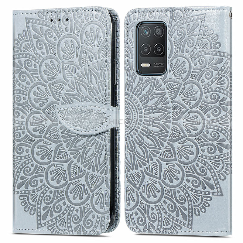 Coque Portefeuille Motif Fantaisie Livre Cuir Etui Clapet S04D pour Realme 8s 5G Gris Plus