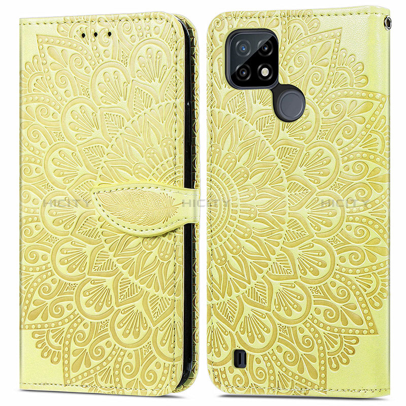 Coque Portefeuille Motif Fantaisie Livre Cuir Etui Clapet S04D pour Realme C21 Jaune Plus