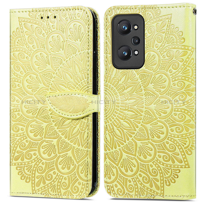 Coque Portefeuille Motif Fantaisie Livre Cuir Etui Clapet S04D pour Realme GT Neo 3T 5G Jaune Plus