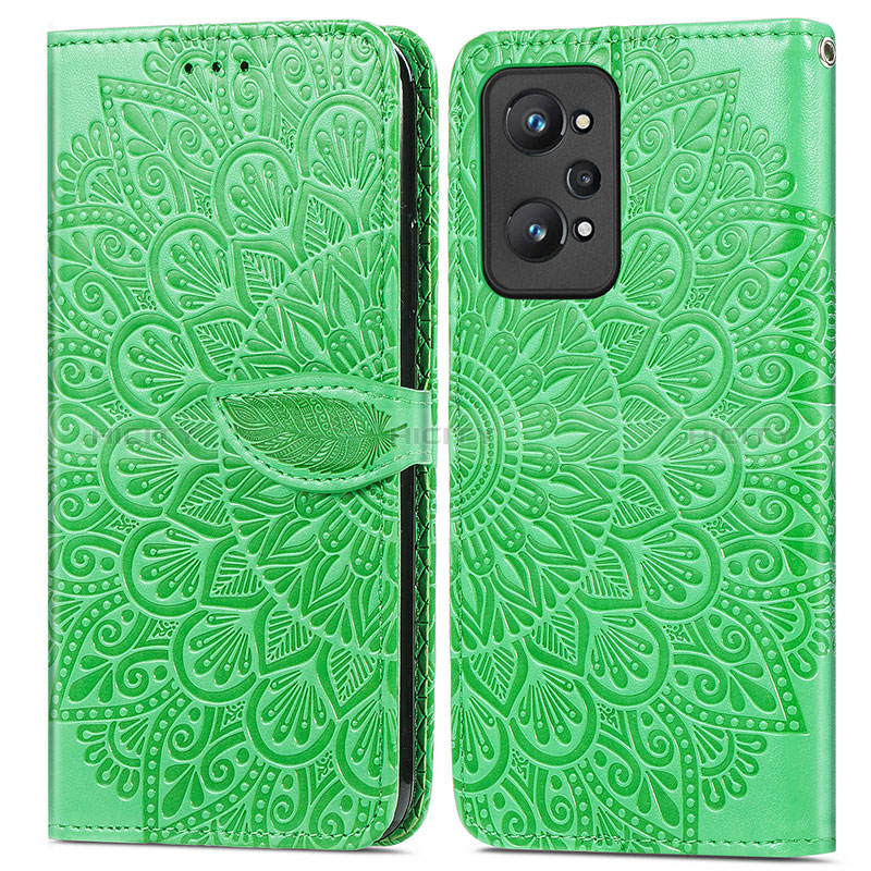 Coque Portefeuille Motif Fantaisie Livre Cuir Etui Clapet S04D pour Realme GT Neo 3T 5G Vert Plus